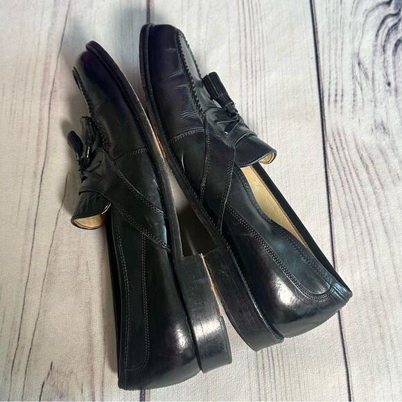 Johnston & Murphy Cellini Black Leather Tassel Loafers Dress Shoes Italy Men 8 M